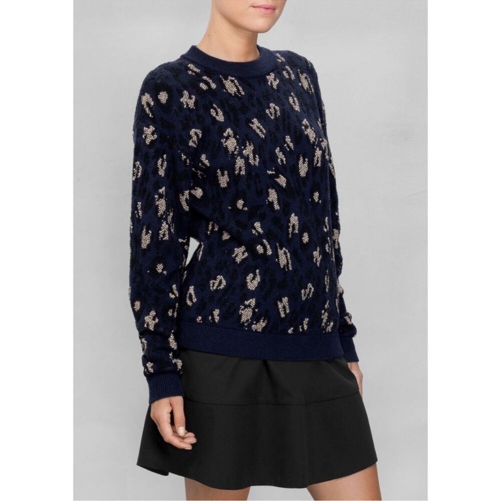 🔥NWT & Other Stories Leopard Print Jacquard Sweater Size XS $95